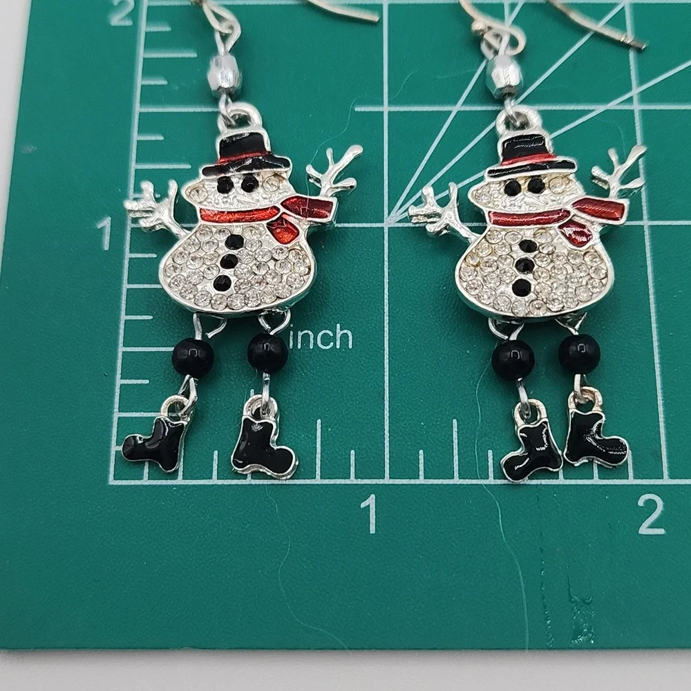 Holiday Bundle with Snowmen and Santa Earrings, Plus Sparkle Reindeer Brooch